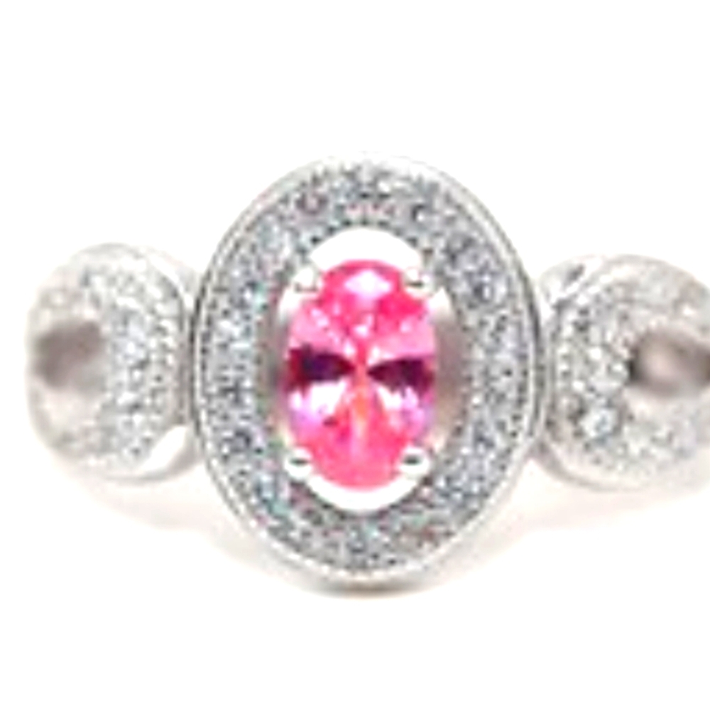 2c Pink sapphire & topaz sterling silver ring  size 7